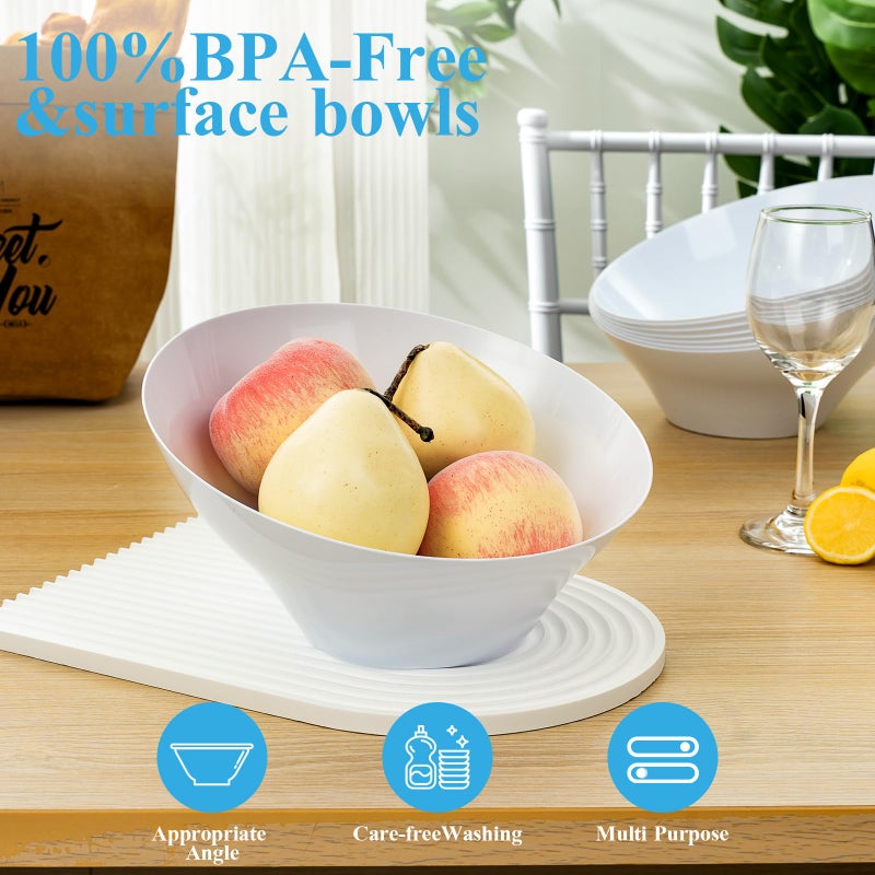 BESTVIP 54oz White Plastic Serving Bowls for Party - 12 Pack Angled Disposable Serving Bowls, Party Bowls for Chips, Snacks, Fruit, Salad - Bowls for Parties, Daily Use,Halloween, Christmas - Image 3