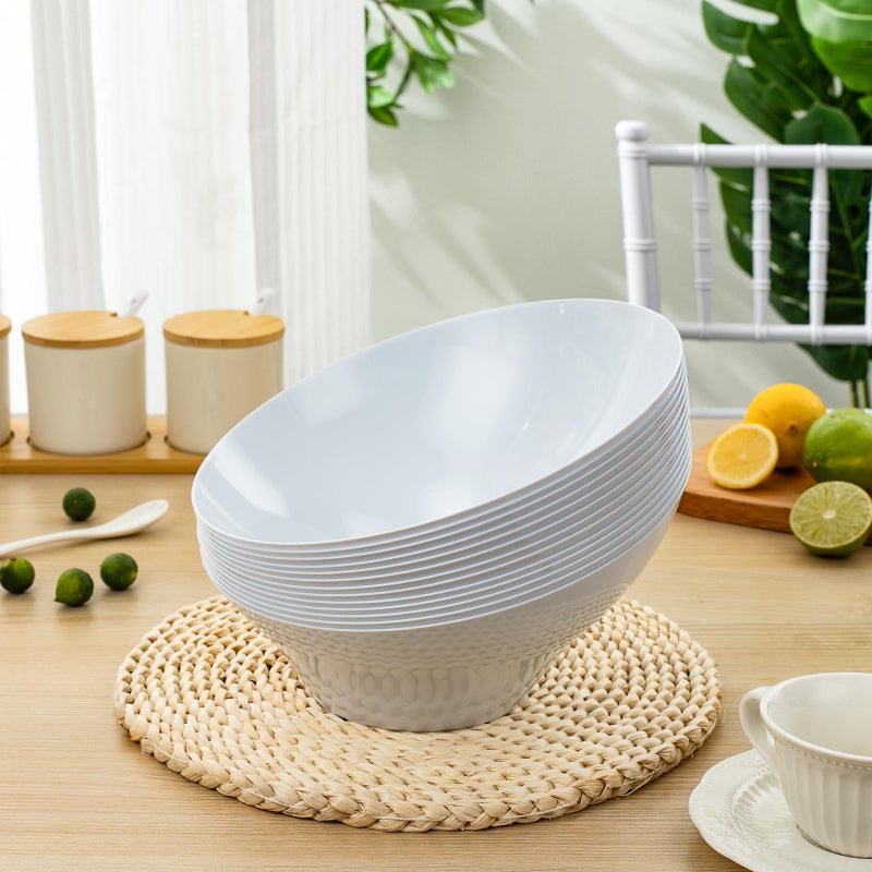 BESTVIP 54oz White Plastic Serving Bowls for Party - 12 Pack Angled Disposable Serving Bowls, Party Bowls for Chips, Snacks, Fruit, Salad - Bowls for Parties, Daily Use,Halloween, Christmas - Image 4