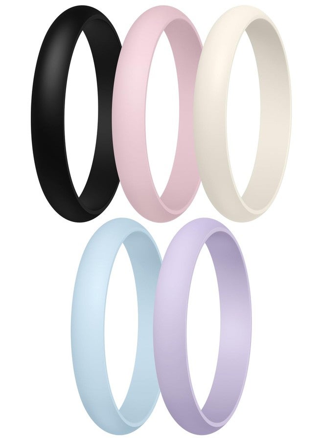 Egnaro Women's Silicone Band Rings 5.5mm Width 3.5mm Thickness, Flexible Workout Rubber Wedding Sets Vaiours Sizes, 4.5-5, Silicone, No Gemstone - Image 1