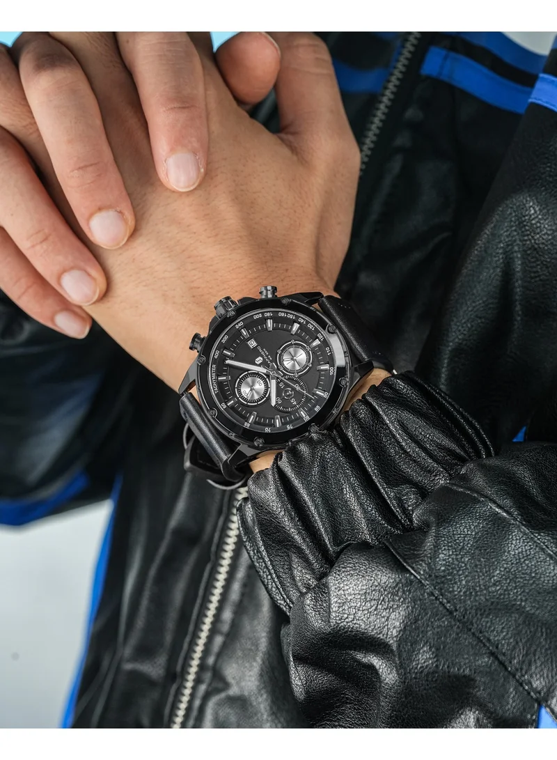 Sapphero Sapphero Watches Men's  Waterproof Men's Watch Men's Watches Chronograph Black/Blue Leather Silver/Black/Rose Gold Case Black/Blue Dial/Birthday/Father's Day Gift