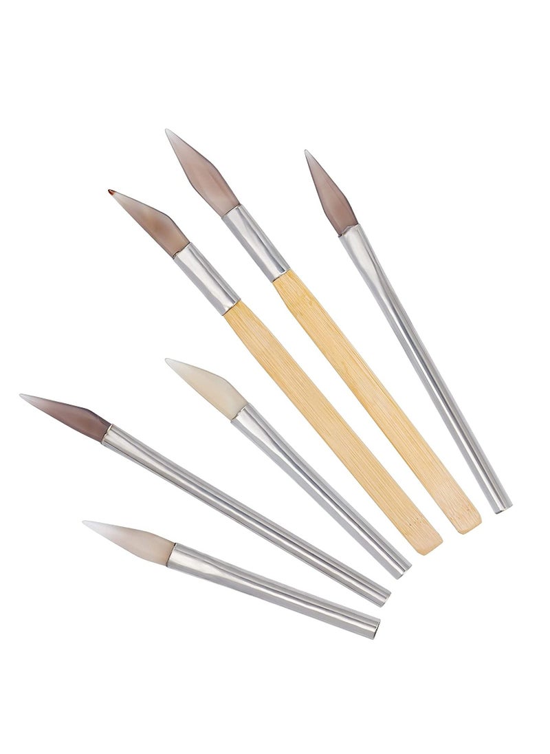 SYOSI - Agate Burnisher, Bezel Closing Agate Burnisher Tool with Iron Handle, Convenient Polishing Different Shapes for Gold Platinum  Sterling Silver Jewelry, for Cleaning Gold, Silver, Copper Jewelry Dirt - Image 1