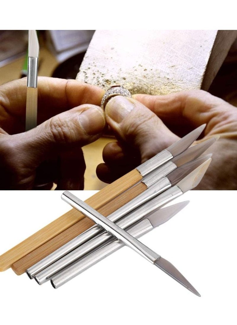 SYOSI - Agate Burnisher, Bezel Closing Agate Burnisher Tool with Iron Handle, Convenient Polishing Different Shapes for Gold Platinum  Sterling Silver Jewelry, for Cleaning Gold, Silver, Copper Jewelry Dirt - Image 1