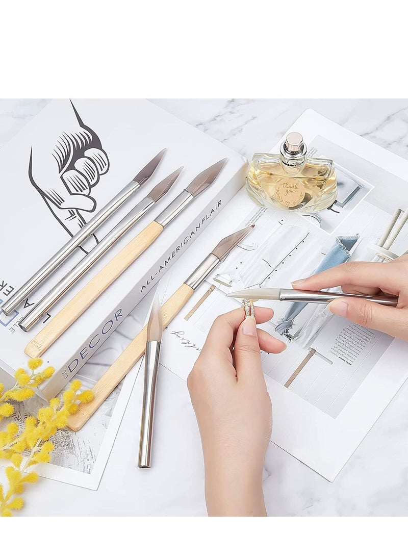 SYOSI - Agate Burnisher, Bezel Closing Agate Burnisher Tool with Iron Handle, Convenient Polishing Different Shapes for Gold Platinum  Sterling Silver Jewelry, for Cleaning Gold, Silver, Copper Jewelry Dirt - Image 1