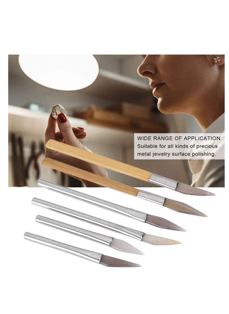 SYOSI - Agate Burnisher, Bezel Closing Agate Burnisher Tool with Iron Handle, Convenient Polishing Different Shapes for Gold Platinum  Sterling Silver Jewelry, for Cleaning Gold, Silver, Copper Jewelry Dirt - Image 1