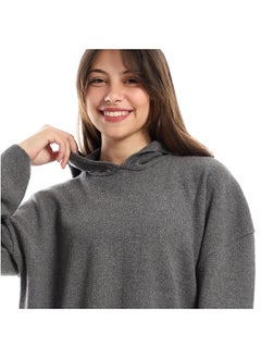 Andora Knitted High Low Pullover_Heather Charcoal  - Image 4