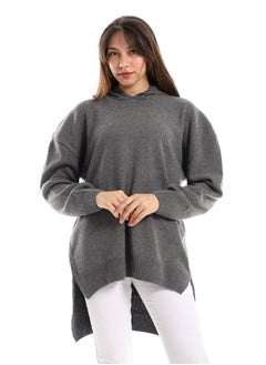 Andora Knitted High Low Pullover_Heather Charcoal  - Image 1