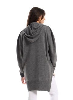 Andora Knitted High Low Pullover_Heather Charcoal  - Image 3