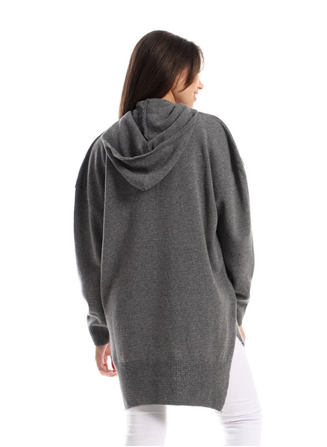 Andora Knitted High Low Pullover_Heather Charcoal  - Image 3