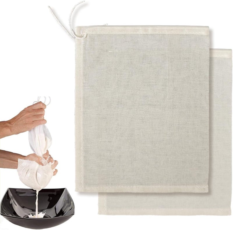 Proxima Direct Cheese Cloth 2 PCS Cold Brew Cloth Cheesecloth 26x38 cm Reusable Canvas Strainer 100% Unbleached Natural Cotton Fine Mesh Nut Milk Bag for Coffee, Juice, Yogurt - Image 1