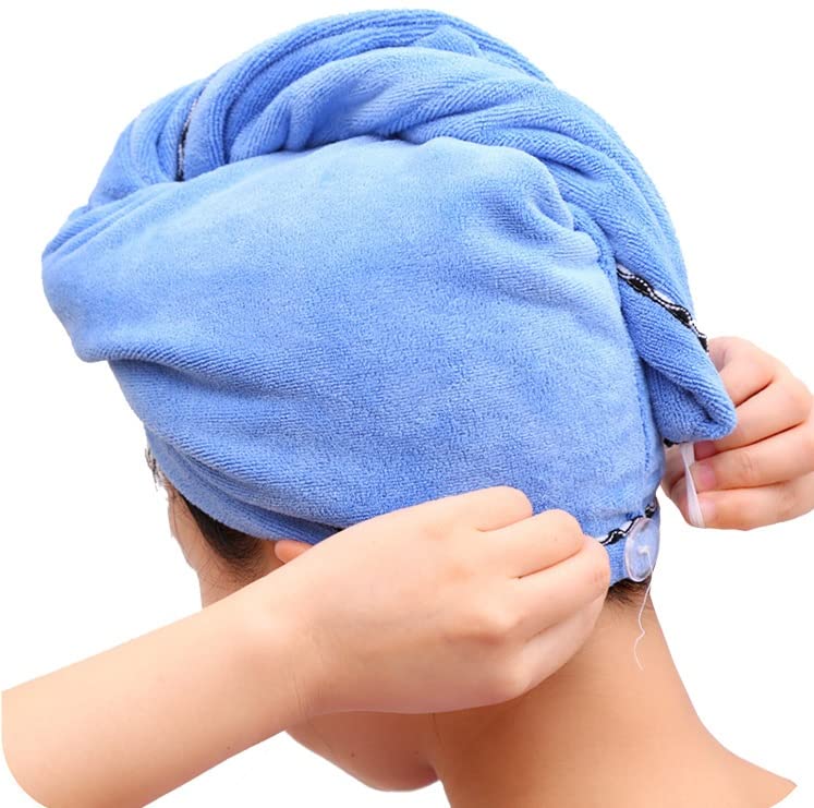 NIGHTSTAR Microfiber Turban Hair wrap Absorbent Towel Hair-Drying Quick Shower caps Magic Bathrobe warp Super Quick-Drying Bath Cap Salon Towel (Blue) - Image 2