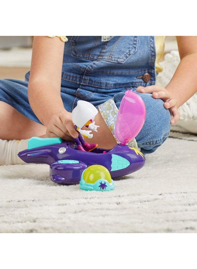 SPIDEY AND HIS AMAZING FRIENDS سبايدي وأصدقاؤه المذهلون: سبايدر غاست-سبايدر مع دوّار الانزلاق، مجموعة سيارات للعب مع مركبة، شخصية أكشن مارفل بحجم 4 إنش وإكسسوار، سيارات ألعاب للأطفال من 3 سنوات وما فوق - Image 4