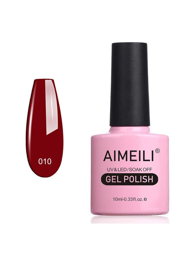 AIMEILI Soak Off U V LED Gel Nail Polish - Red Vixen (010) 10ml - Image 1
