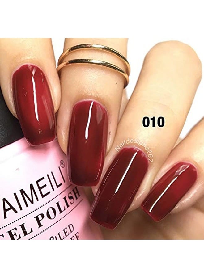 AIMEILI Soak Off U V LED Gel Nail Polish - Red Vixen (010) 10ml - Image 3