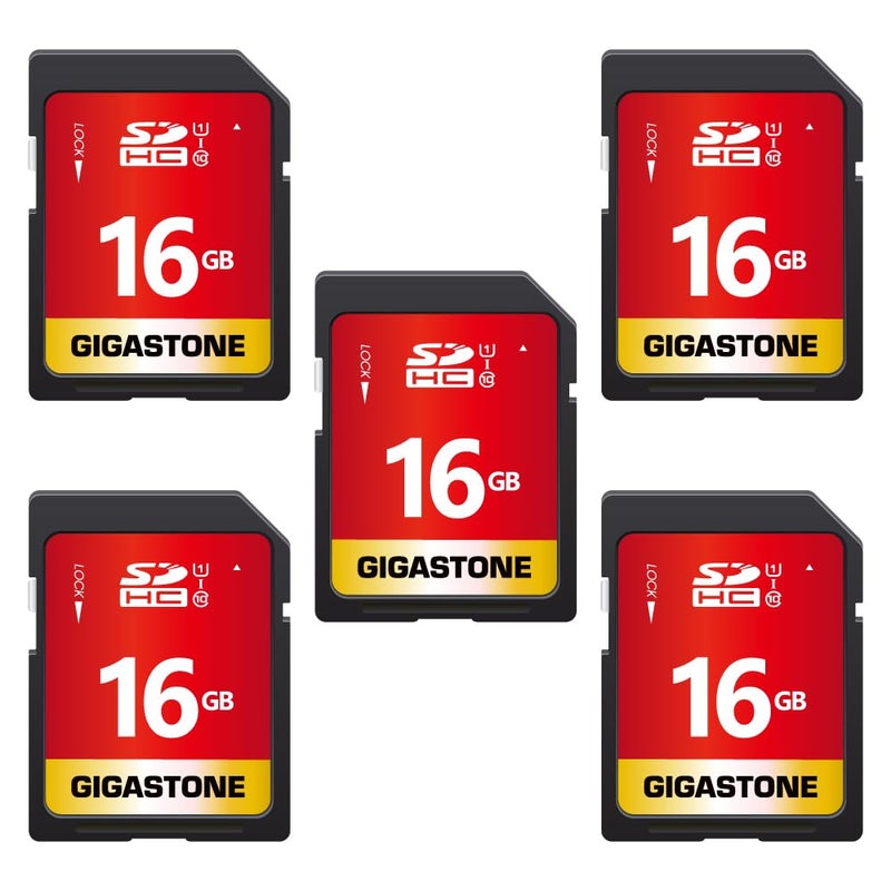 GIGASTONE 16GB SD Card 5Pack UHSI U1 Class 10 SDHC Memory Card High Speed Full HD Video Compatible with Digital Camera SPYPOINT TACTACAM WOSPORTS Trail Camera with 5 Mini Cases - Image 2