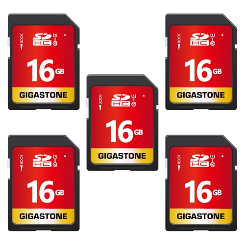GIGASTONE 16GB SD Card 5Pack UHSI U1 Class 10 SDHC Memory Card High Speed Full HD Video Compatible with Digital Camera SPYPOINT TACTACAM WOSPORTS Trail Camera with 5 Mini Cases - Image 1