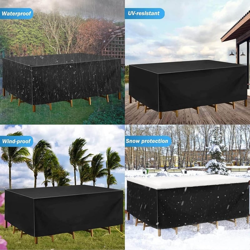 SKY-TOUCH Patio Furniture Cover 180x120cm, Garden Furniture Set Cover Waterproof, Outdoor Table and Chair Set Covers, Heavy Duty Oxford Fabric Furniture Covers Dust Proof Anti-UV - Image 3