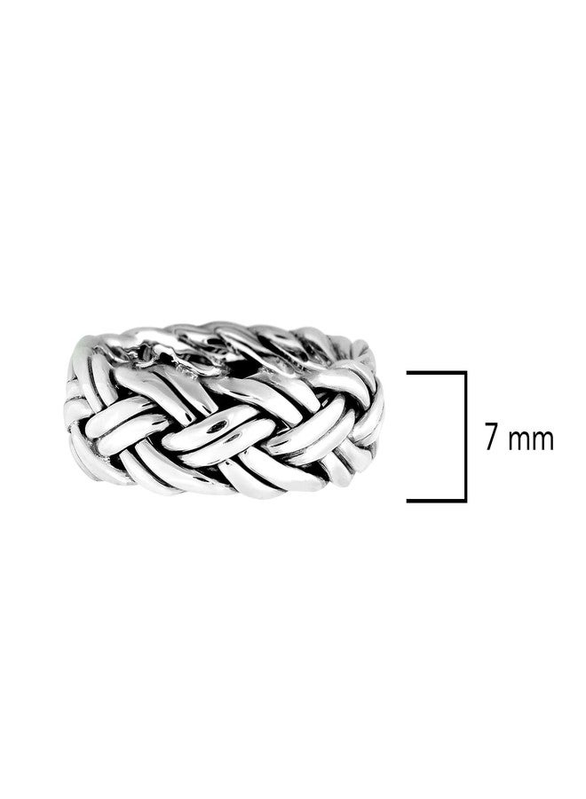 AeraVida Elegant Braided 7mm Band .925 Sterling Silver Ring | Statement Fashion, Promise Ring, Couple Unisex Ring | Jewelry Gift | Size 8 - Image 4