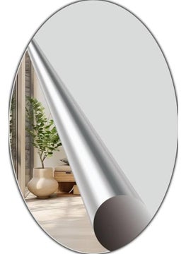 Desi Startup Desi Startup Adhesive Mirror for Bathroom Wall Oval Shape Mirror Wall Sticker Self Adhesive Mirror for Wall Bathroom Mirror Sticker Acrylic Mirror for Wall Stickers Decoreation Wall Sticker 