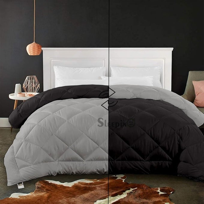 HEAVY WINTER KING SIZE COMFORTER MICROFIBER BREATHABLE REVERSIBLE COMFORTER FOR KING SIZE 92X106 INCH HEAVY WINTER COLLECTION_600GSM_BLANKET BALCKSILVER