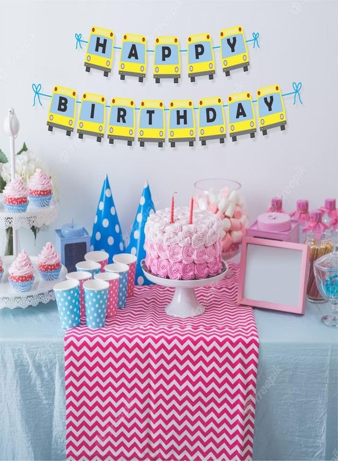 Untumble Wheels on the Bus Theme Happy Birthday Banner With Balloons | Wheels on a Bus Birthday Decoration With 1 Happy Birthday Bunting Banner, 20 Balloons | Birthday Decoration for Boys| Pack of 21 - Image 5