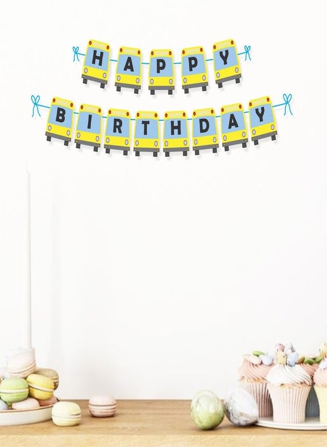 Untumble Wheels on the Bus Theme Happy Birthday Banner With Balloons | Wheels on a Bus Birthday Decoration With 1 Happy Birthday Bunting Banner, 20 Balloons | Birthday Decoration for Boys| Pack of 21 - Image 3