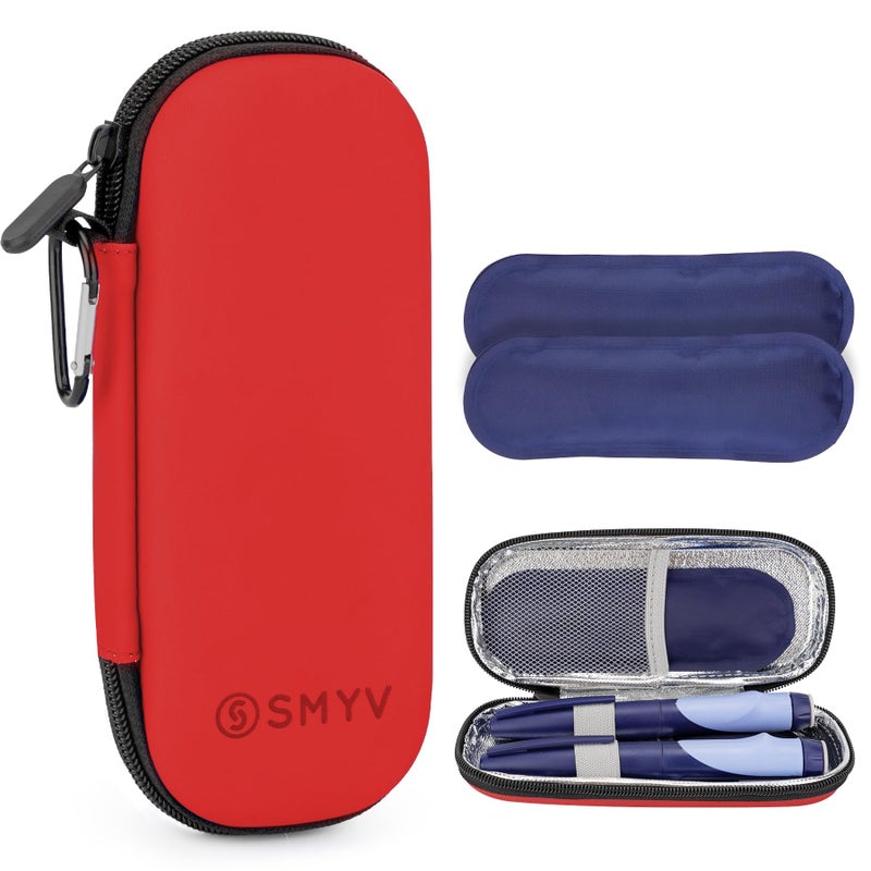 SMYV Insulin Cooler Travel Case with 2 TSA Approved Ice Packs Medication Cooler for Diabetic Supplies Compact for Travel and Daily Life Red - Image 3
