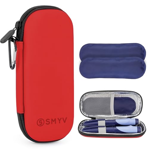 SMYV Insulin Cooler Travel Case with 2 TSA Approved Ice Packs Medication Cooler for Diabetic Supplies Compact for Travel and Daily Life Red - Image 2