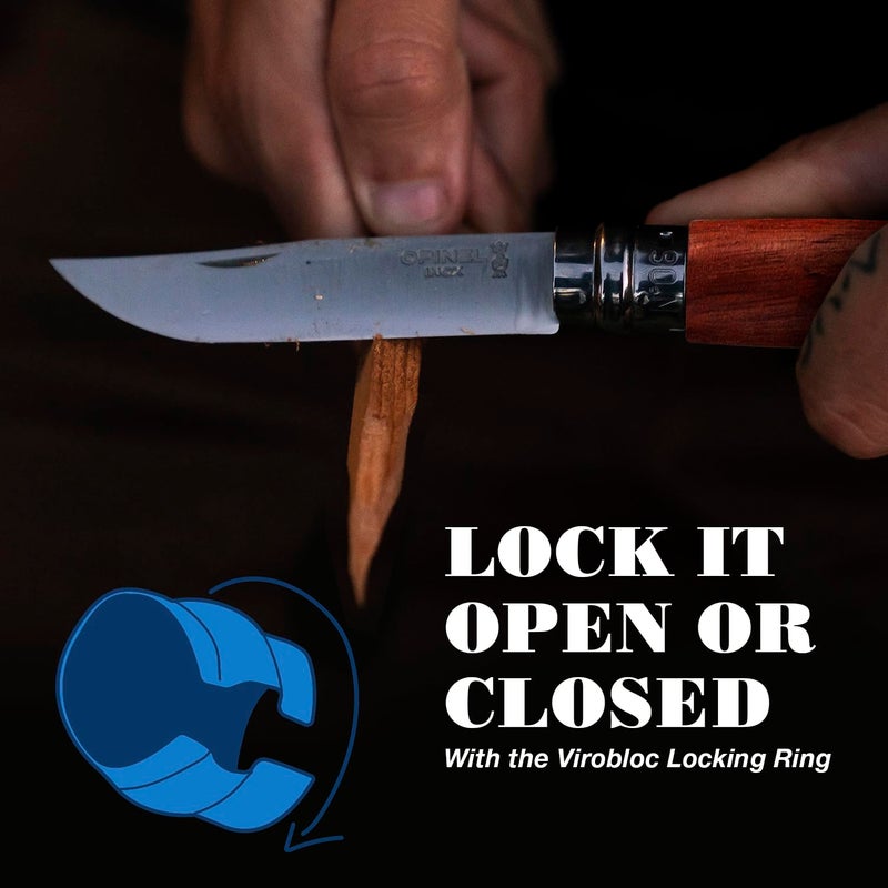 OPINEL No.06-No.09 Premium Woods, Stainless Steel Folding Pocket Knife, Made in France (No.06/Padouk) - Image 4