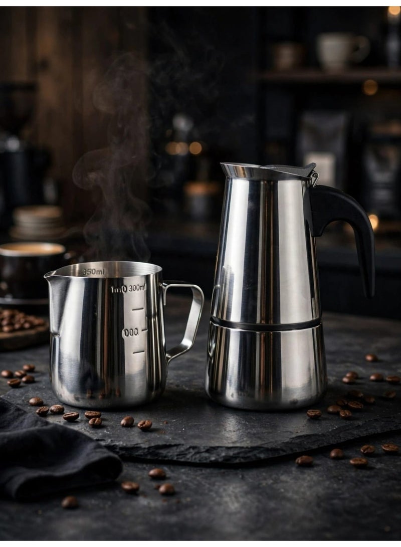 This is a Moka pot espresso set + stainless steel milk pitcher, - Image 2