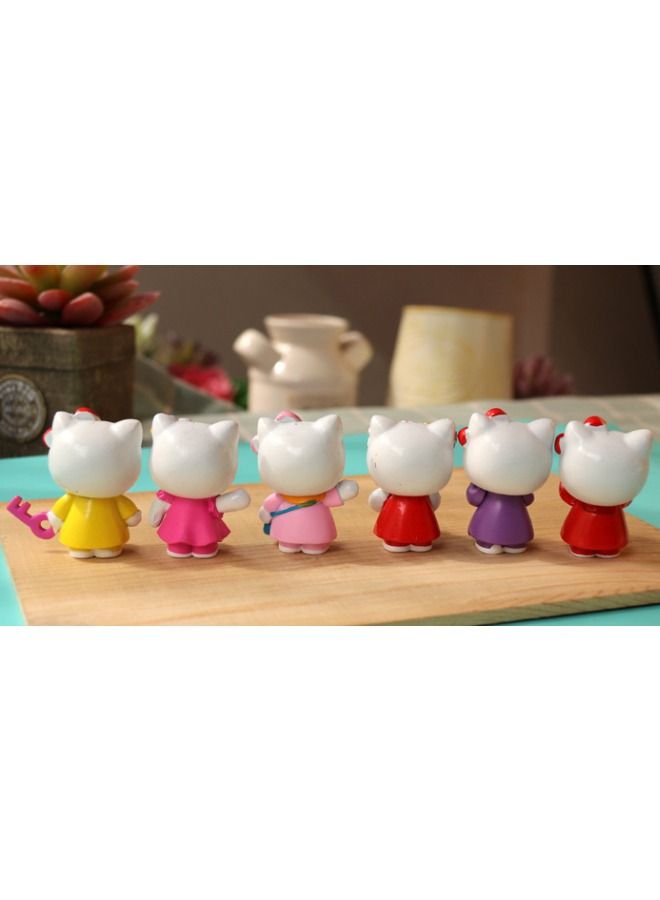6-Piece Hello Kitty Action Figure Set, Mini Model Statue Figure Toy, Cartoon Realistic Model Ornament, High Quality Cartoon Figure Toy for Collection, Decoration - Image 3
