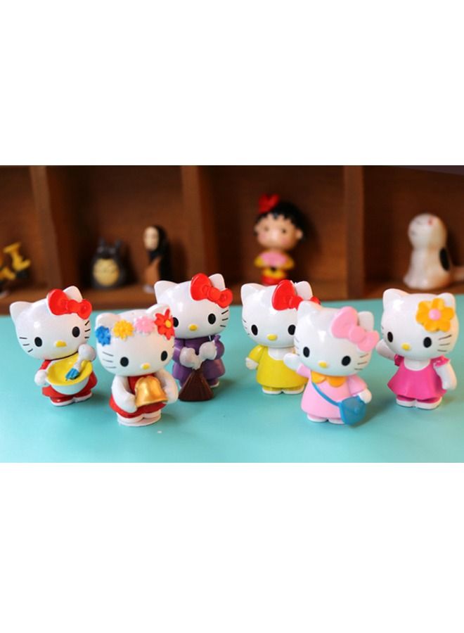 6-Piece Hello Kitty Action Figure Set, Mini Model Statue Figure Toy, Cartoon Realistic Model Ornament, High Quality Cartoon Figure Toy for Collection, Decoration - Image 4