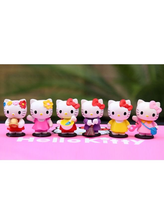 6-Piece Hello Kitty Action Figure Set, Mini Model Statue Figure Toy, Cartoon Realistic Model Ornament, High Quality Cartoon Figure Toy for Collection, Decoration - Image 2