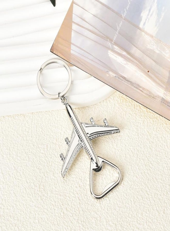 Guqqeuc Stainless Steel Airplane Bottle Opener Keychain for Pilot Gifts, Keychain Bottle Openers - Image 4
