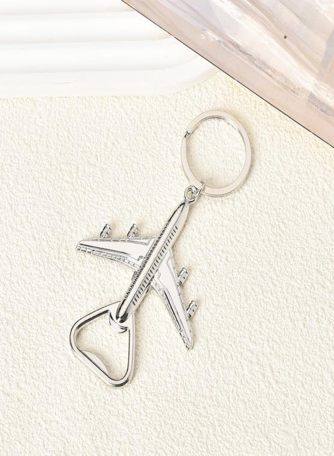 Guqqeuc Stainless Steel Airplane Bottle Opener Keychain for Pilot Gifts, Keychain Bottle Openers - Image 5