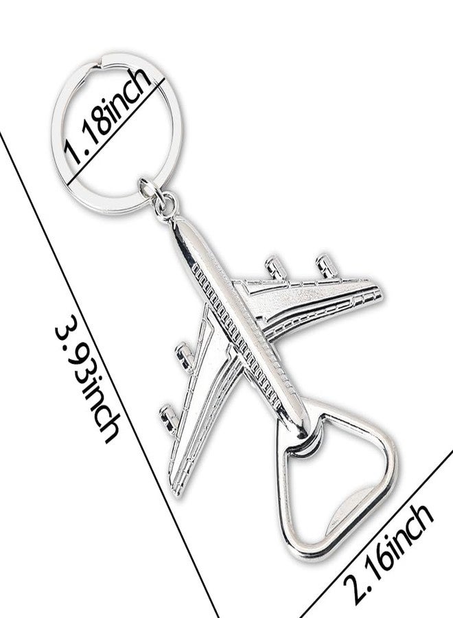 Guqqeuc Stainless Steel Airplane Bottle Opener Keychain for Pilot Gifts, Keychain Bottle Openers - Image 2