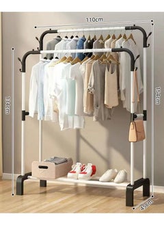 AIWANTO White & Black Clothes Organizer And Drying Rack Holder Metal Stand Home 110*154*45cm  - Image 2