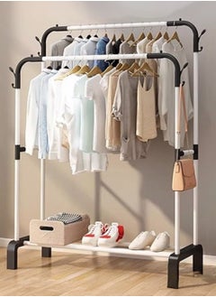 AIWANTO White & Black Clothes Organizer And Drying Rack Holder Metal Stand Home 110*154*45cm  - Image 1