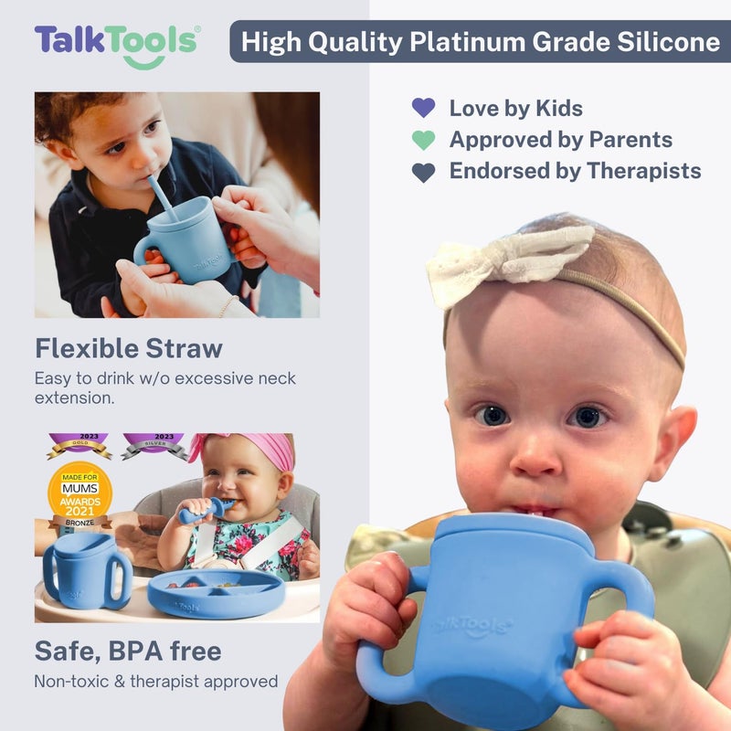 TalkTools ITSY Silicone Training Cup â€“ Mini Straw Cup for Baby - Anti Leak, Spill Proof and BPA Free Cup with Straw Insertion for Kids (Ocean) - Image 4