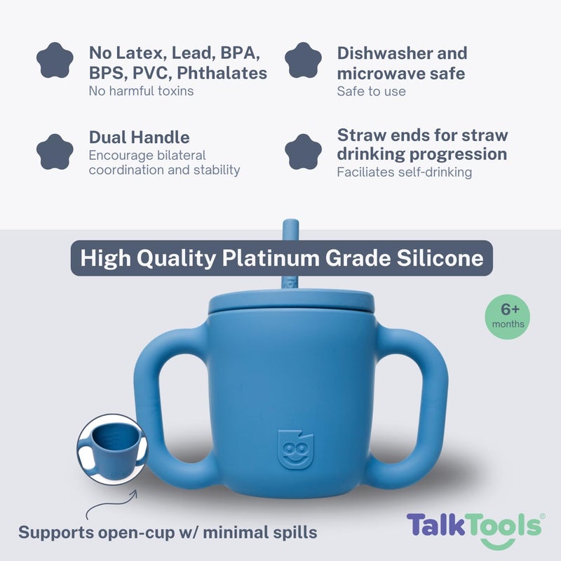 TalkTools ITSY Silicone Training Cup â€“ Mini Straw Cup for Baby - Anti Leak, Spill Proof and BPA Free Cup with Straw Insertion for Kids (Ocean) - Image 2