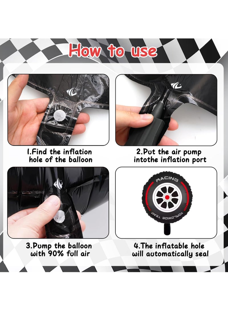 SYOSI Racing Car Balloons for 5th Birthday, Includes Number 5, Checkered, Star, and Race Truck Foil Balloons, Ideal for Boys' Race Car Theme Birthday Party - Image 4