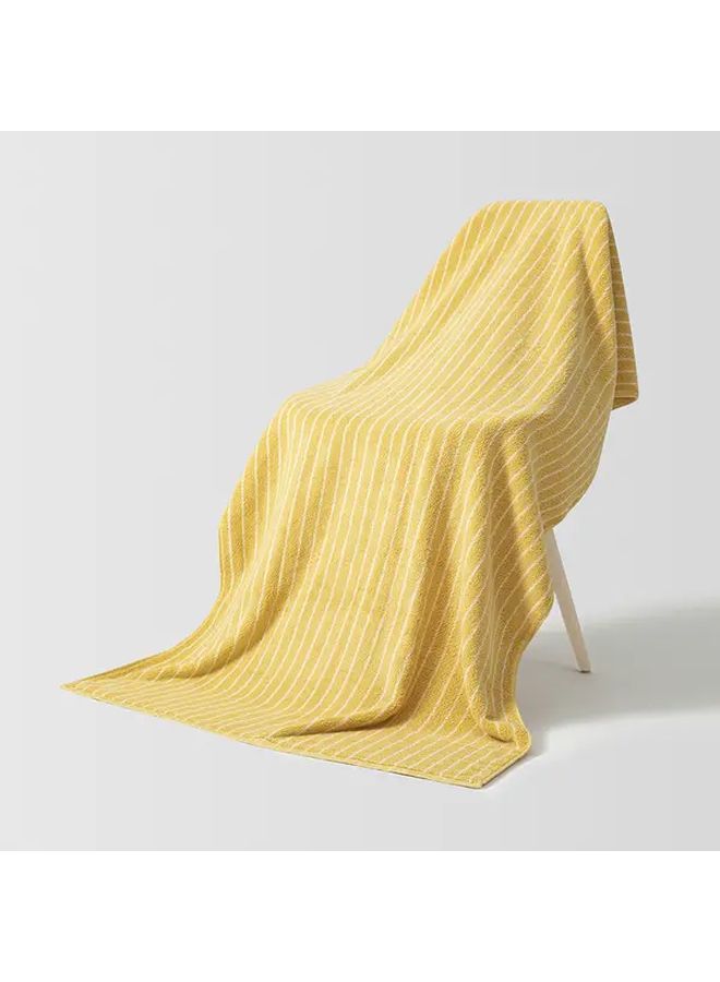 1pc Pure Cotton Striped Adult Bath Towel 470g Thickened Soft Absorbent 27.56x55.12 Inch Modern Durable Design for Bathroom Spa Use Beige - Image 5