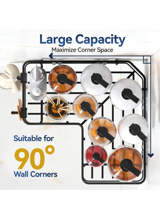 Shower Caddy Corner 5-Pack – Black No-Drill Rustproof Corner Shower Organizer with 12 Hooks – Large Bathroom Shelf Set – 2 L-Shaped Shelves, 2 Soap Dishes, Toothbrush Holder – Stainless Steel Storage Rack - Image 3