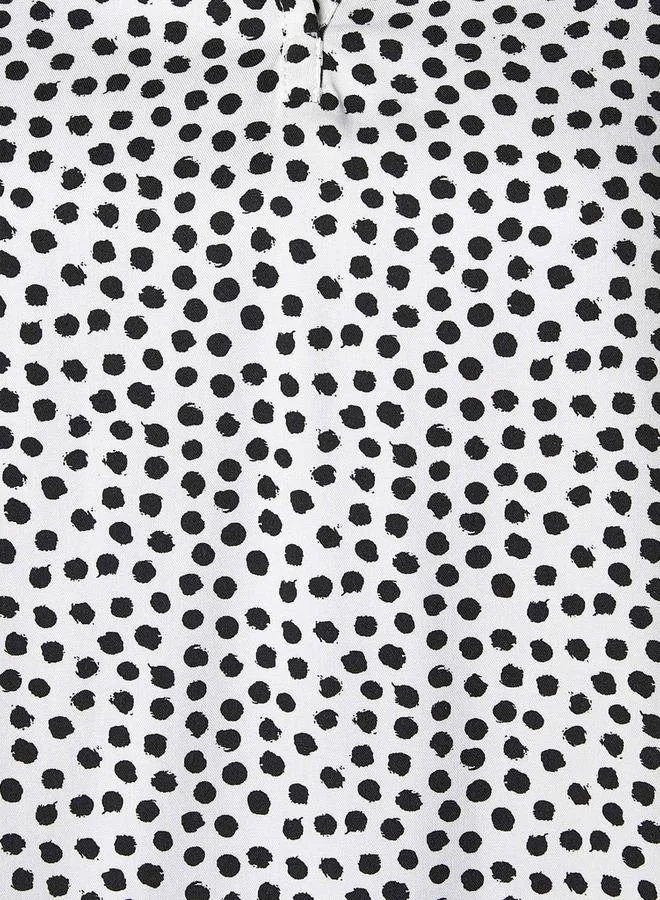 Splash FAV Mandarin Neck Top with Polka Dot Print