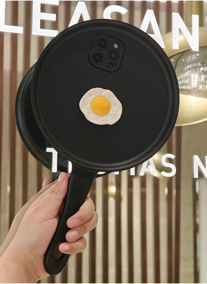ShebSheb - Frying Pan Phone Case for iPhone 15 Pro,Creative Cute High Imitation Spoof Fun Fried Egg Silicone Phone Case - Image 1
