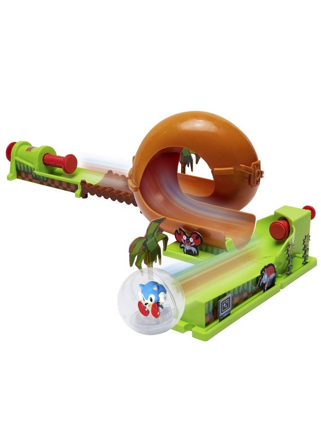 Sonic The Hedgehog Pinball Green Hill Zone , Track Play Set, 9 Piece, with Looping Action & Automatic Bumper Exclusive Sonic Sphere Included, for Ages 3+ - Image 1