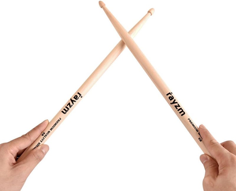 rayzm Drum Sticks 5B, Solid American Hickory Drumsticks/Beater Sticks, Wood Tips - Image 3