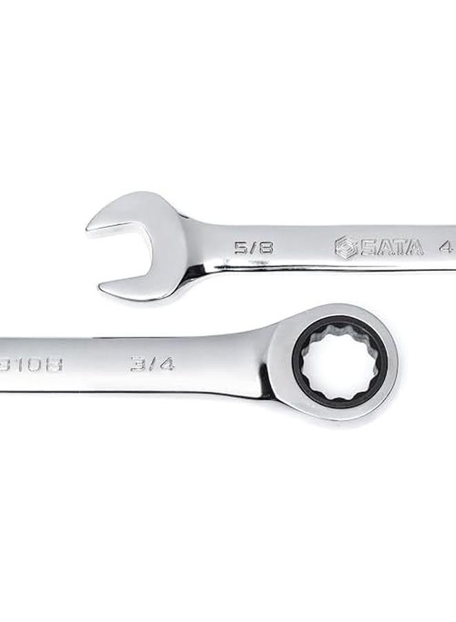 Sata 7 Piece Sae Full Polished Chrome Ratcheting Wrench Set With Blow Molded Tray 12 Point 5 16 3 8 7 16 1 2 9 16 5 8 3 4 Inch St09023Sj - Image 2