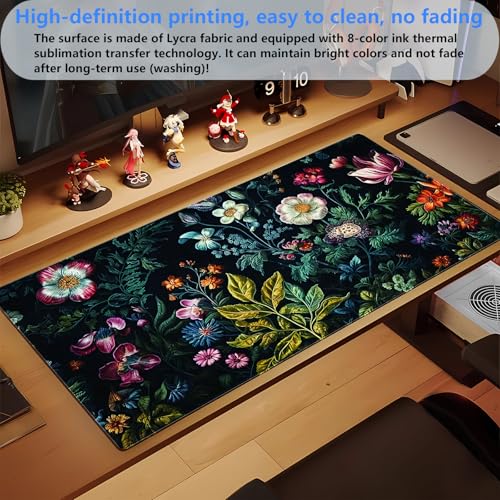 Shalysong Dark Floral Mouse Pad XL Gaming Mouse Pads Floral Desk Mat for Desk Extra Large Computer Pad 31.5 x 15.7 in Pretty Colorful Flower Design Keyboard Mouse mat for Desk Decor - Image 5