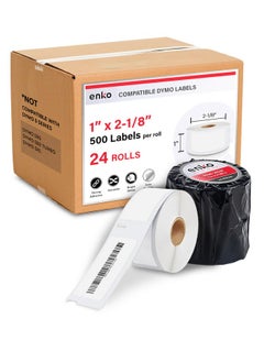 Enko Compatible For Dymo 30336 Labels (1 X 21/8) 24 Rolls 12000 Labels For Dymo Labelwriter 450 Turbo Printer And 4Xl Direct Thermal Address Shipping And Barcode Labels