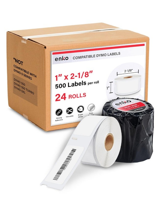 enKo Products - Enko Compatible For Dymo 30336 Labels (1 X 21/8) 24 Rolls 12000 Labels For Dymo Labelwriter 450 Turbo Printer And 4Xl Direct Thermal Address Shipping And Barcode Labels - Image 1